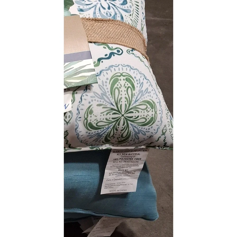 Tommy Bahama Outdoor 3 Pillow Set Blue Medallion Watercolor Patio Easter NWT